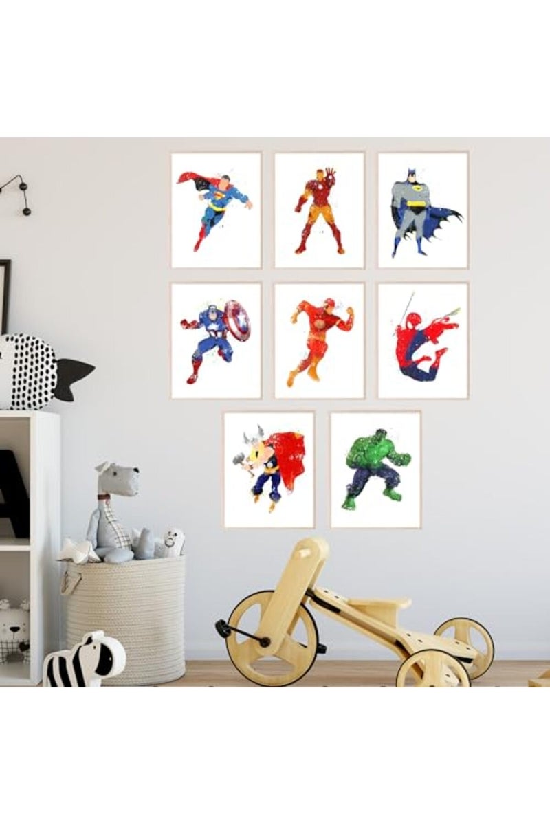 BigWig Prints - Superhero Posters for Kids, Comic Book Wall Art, Superhero Room Decor for Boys, Avengers and Justice League Prints, Colorful Wall Decor for Bedroom or Playroom - Unframed 8 Pack (8x10) - Image 5