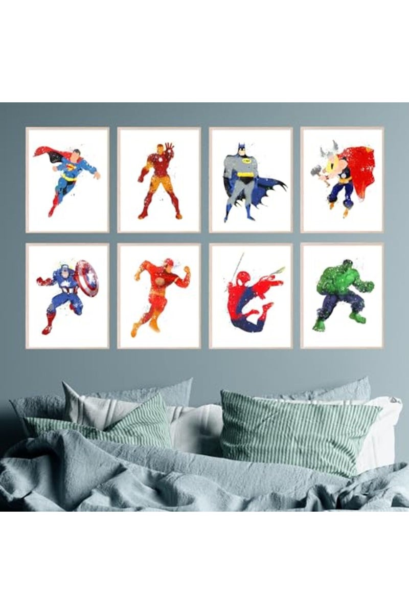 BigWig Prints - Superhero Posters for Kids, Comic Book Wall Art, Superhero Room Decor for Boys, Avengers and Justice League Prints, Colorful Wall Decor for Bedroom or Playroom - Unframed 8 Pack (8x10) - Image 3