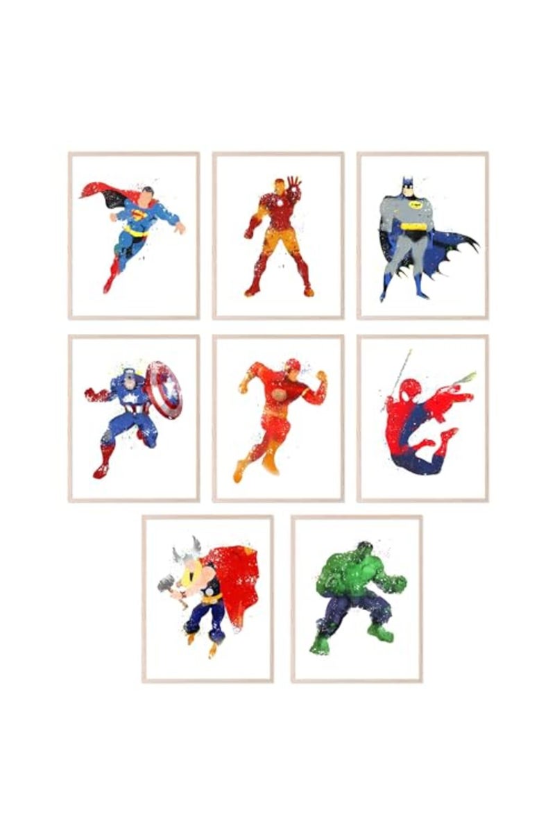 BigWig Prints - Superhero Posters for Kids, Comic Book Wall Art, Superhero Room Decor for Boys, Avengers and Justice League Prints, Colorful Wall Decor for Bedroom or Playroom - Unframed 8 Pack (8x10) - Image 2