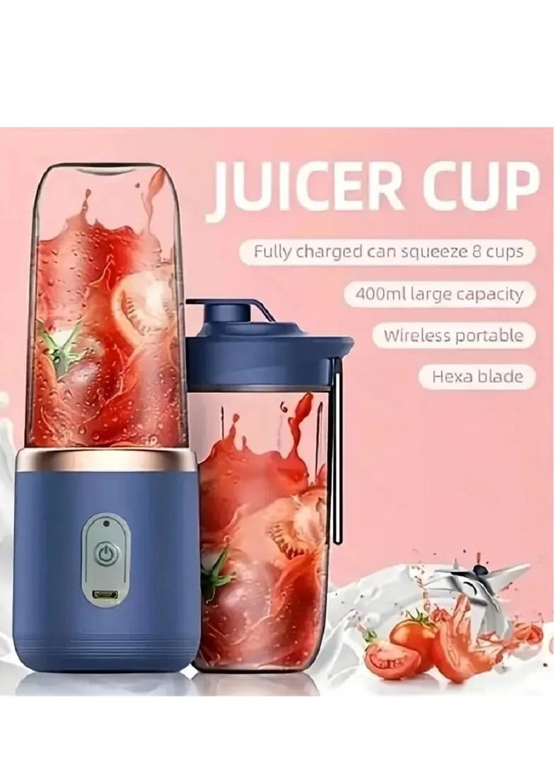 Portable Small Electric Wireless Juicer Machine Stainless Steel 6 Blade Juicer Cup Usb Fresh Fruit Juice Blender Multifunction with Juice Cup  - Image 5
