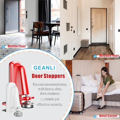 Geanli Door Stoppers Security - Portable Door Jammer for Travel Security Anti Theft, Apartment Hotel Door Lock - Protection for Homeowner and Children, Lockdown Device for Women Safety Self Defense (Red) - Image 3