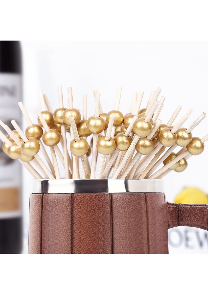 Premium Cocktail Picks - 120 Pieces of Bamboo Toothpicks Perfect for Drinks and Desserts, 4.7 Inch Long, with Special Additions like Gold Pearl Decorated Chopsticks for Weddings and Stunning Tarcuterie Events - Image 5