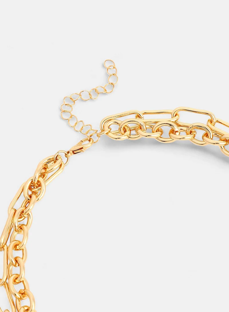 SOHI Coin Chainlink Layered Artificial Necklace Jewellery