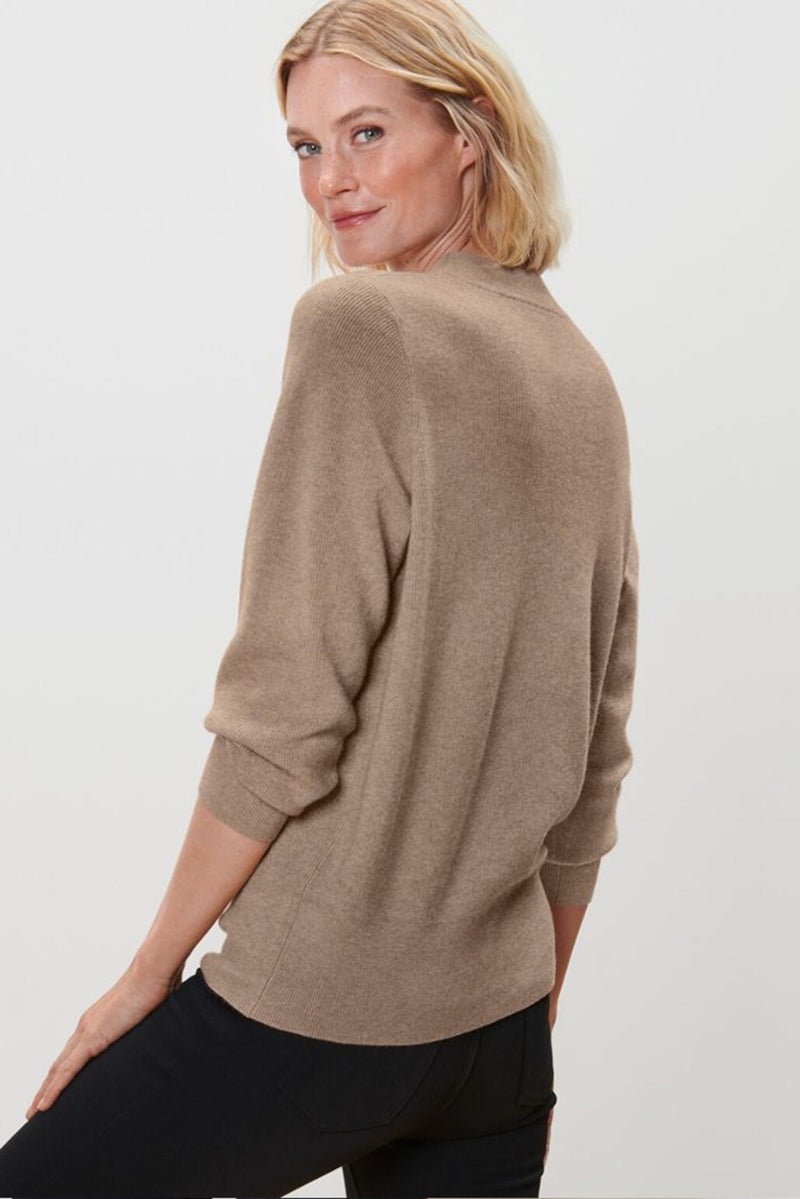 Tchibo Women Ribbed Neck Knitted Sweater, Beige  - Image 4