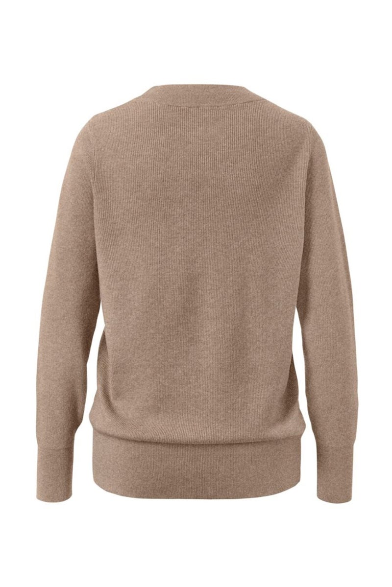 Tchibo Women Ribbed Neck Knitted Sweater, Beige  - Image 2