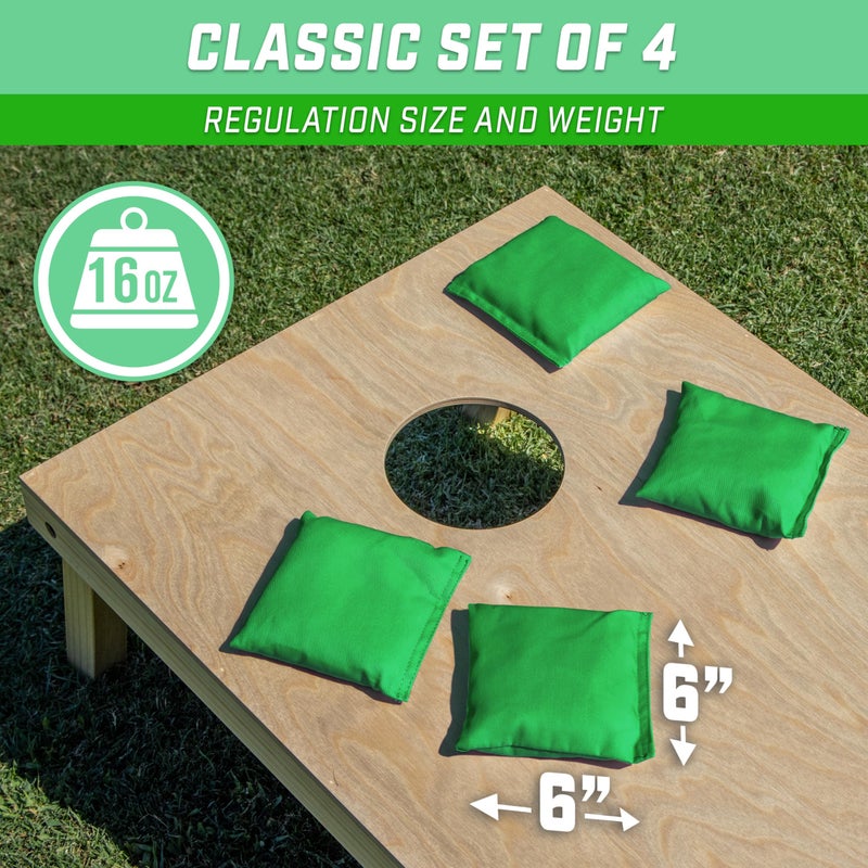 GoSports Cornhole Bean Bags Set of 4 - Regulation All Weather - Classic Bright Green - Image 2