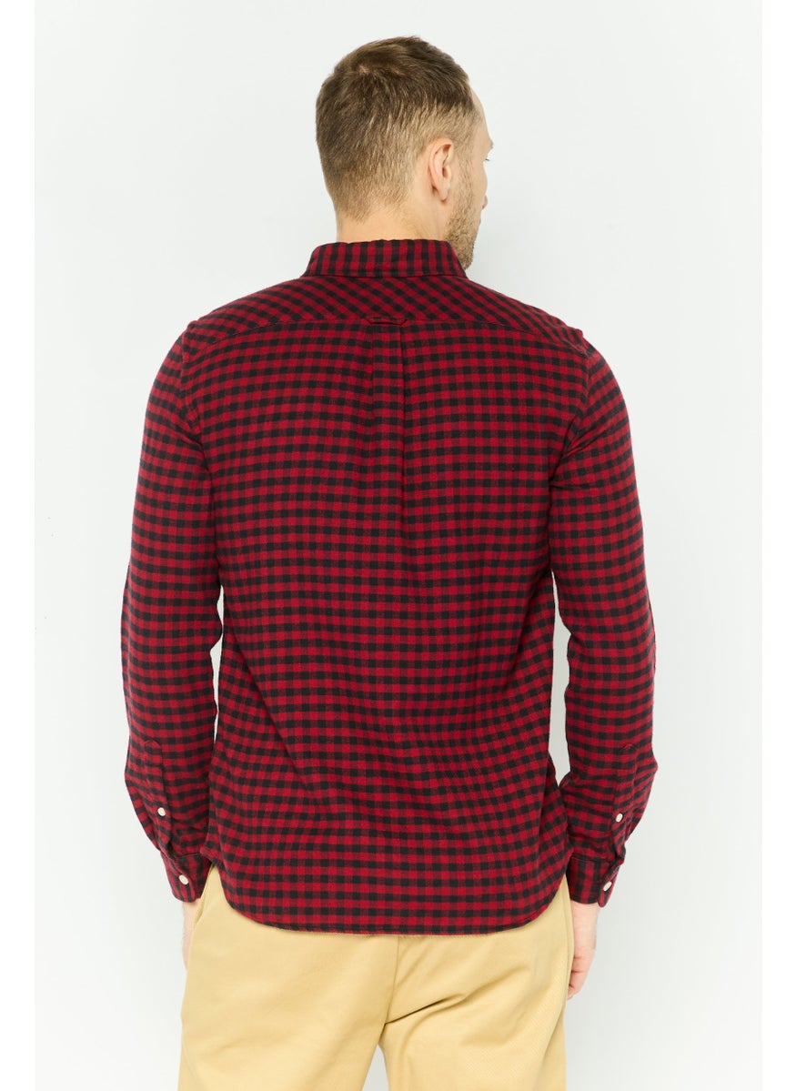 Men Regular Fit Checkered Long Sleeves Casual Shirt, Red - pzsku/ZBD880702AED059BE7A1CZ/45/_/1738678936/6304c1f3-9979-4ec4-830e-507944eb69e2