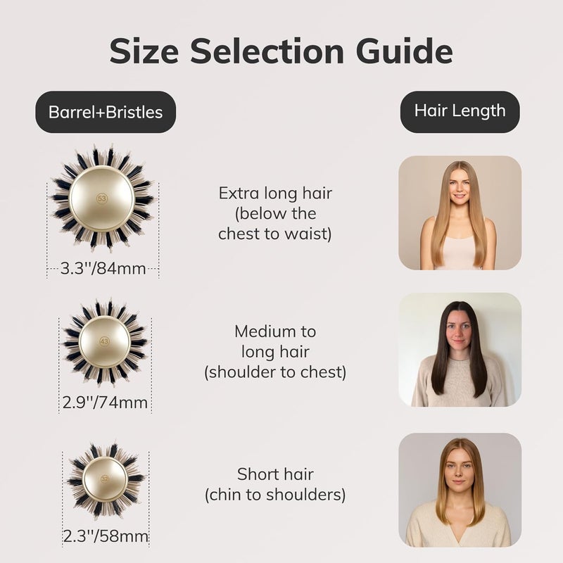 Sndyi Small Round Brush for Blow Out, Nano Thermal Ceramic Ionic Round Hair Brush with Boar Bristles, Boost Shine & Volume, For Short Hair with Quick Blow Drying & Salon Styling - 2.3'', Barrel 1.3'' - Image 5