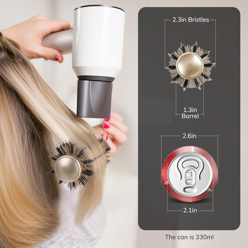Sndyi Small Round Brush for Blow Out, Nano Thermal Ceramic Ionic Round Hair Brush with Boar Bristles, Boost Shine & Volume, For Short Hair with Quick Blow Drying & Salon Styling - 2.3'', Barrel 1.3'' - Image 3