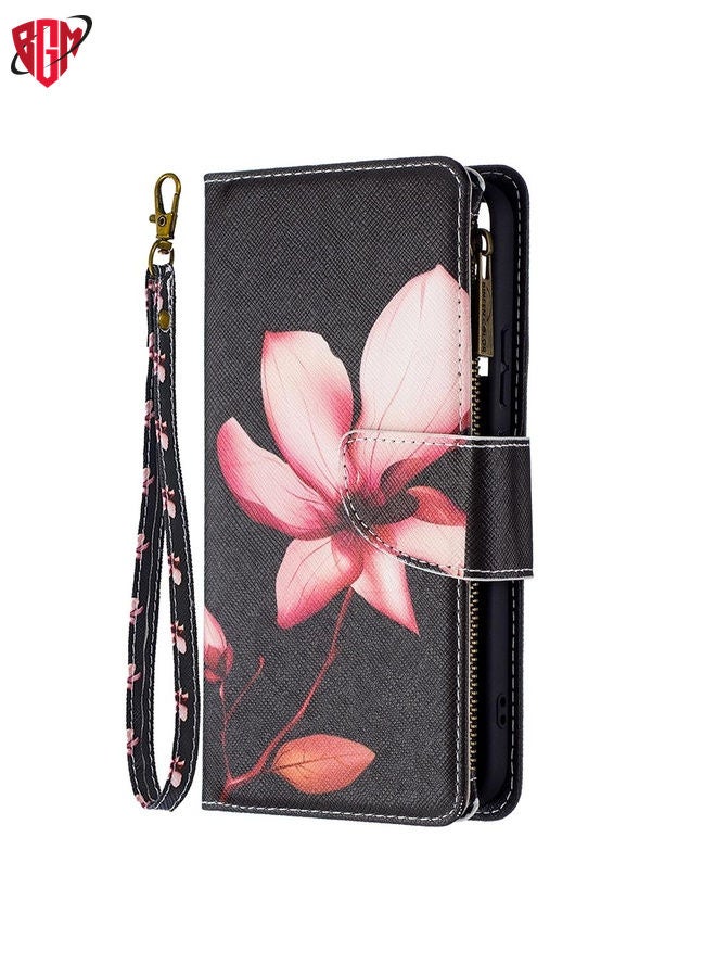 For Samsung Galaxy S22+ 5G Colored Drawing Pattern Zipper Horizontal Flip Phone Leather Case with Holder & Card Slots & Wallet(Lotus)  - Image 2