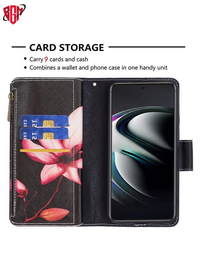 For Samsung Galaxy S22+ 5G Colored Drawing Pattern Zipper Horizontal Flip Phone Leather Case with Holder & Card Slots & Wallet(Lotus)  - Image 5