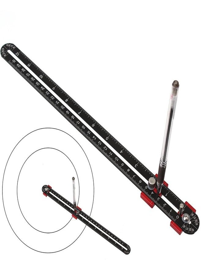 JCFANTS 300mm Woodworking Compass Tool, Large Compass Woodworking Scribing Circle, Carpenter Compass Ruler Marking Gauge Circle Marking Tool for Engineer Carpenter (Black) - Image 1