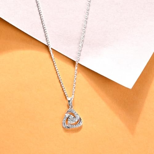 Clara 925 Sterling Silver Bianca Solitaire Pendant Chain Necklace | Platinum Plated, Swiss Zirconia | Gift for Women and Girls - Image 2