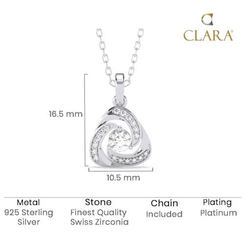 Clara 925 Sterling Silver Bianca Solitaire Pendant Chain Necklace | Platinum Plated, Swiss Zirconia | Gift for Women and Girls - Image 5