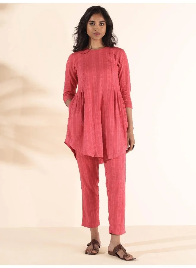 trueBrowns trueBrowns Pink Cotton Dobby Co-ord Set