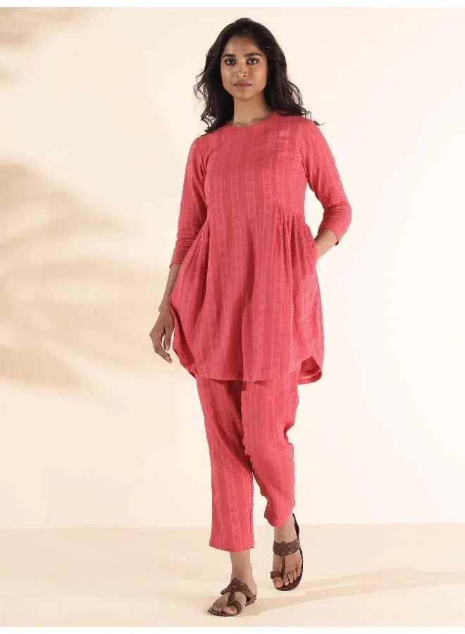 trueBrowns trueBrowns Pink Cotton Dobby Co-ord Set
