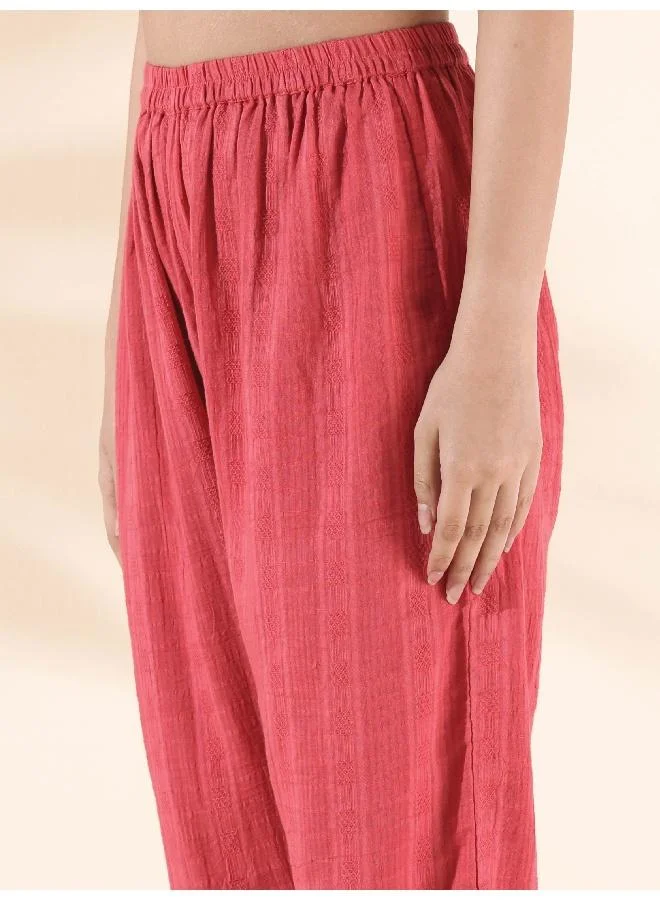 trueBrowns trueBrowns Pink Cotton Dobby Co-ord Set