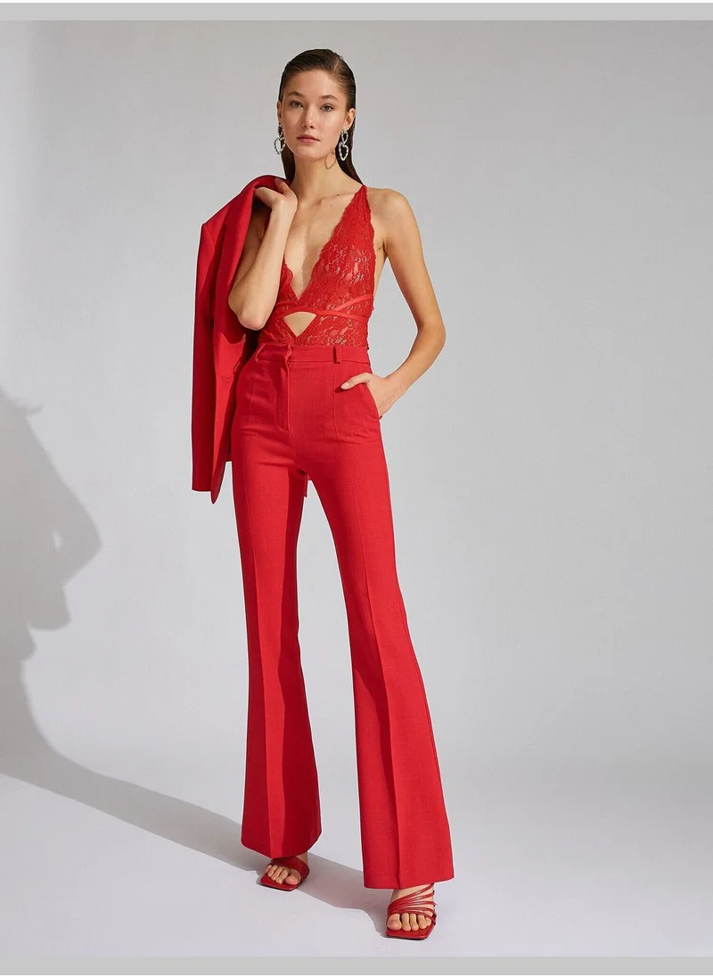 كوتون High Waist Flared Trousers