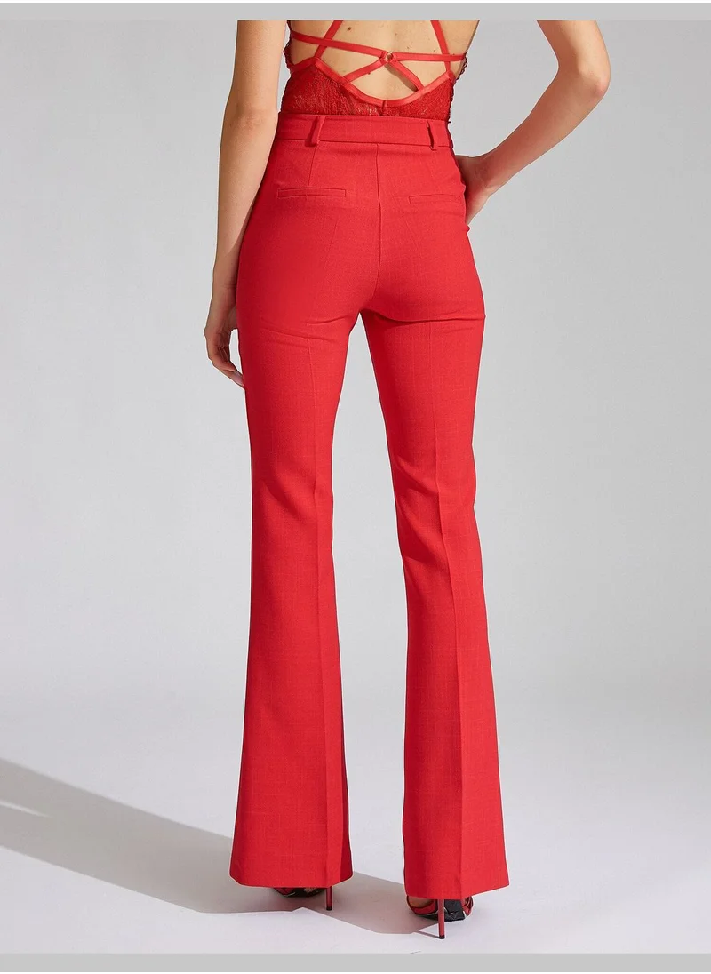كوتون High Waist Flared Trousers