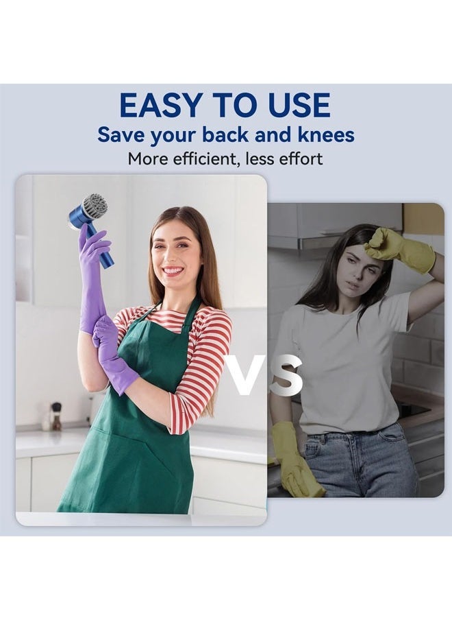 Hihonor Electric Cleaning Brush with 5 Replaceable Brush Heads, Dishwashing, Shoe Brushing, Floor Degreasing, Multifunctional Electric Cleaning Brush, Suitable for Bathroom Floor, Kitchen Cleaning, Blue  - Image 2