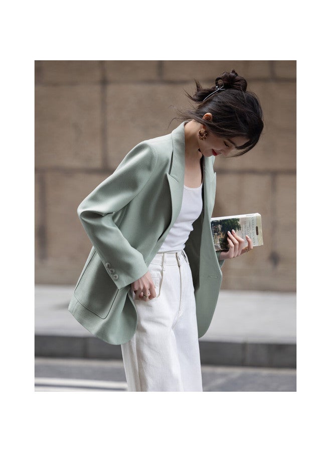 dme Elegant Notched Lapel Double-Breasted Oversized Pocket Blazer Women'S Jacket - Image 2