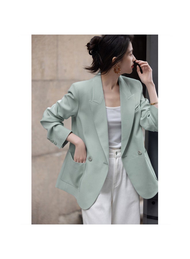 dme Elegant Notched Lapel Double-Breasted Oversized Pocket Blazer Women'S Jacket - Image 5