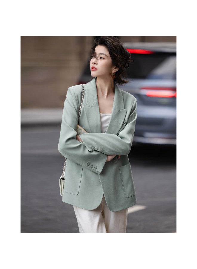 dme Elegant Notched Lapel Double-Breasted Oversized Pocket Blazer Women'S Jacket - Image 4