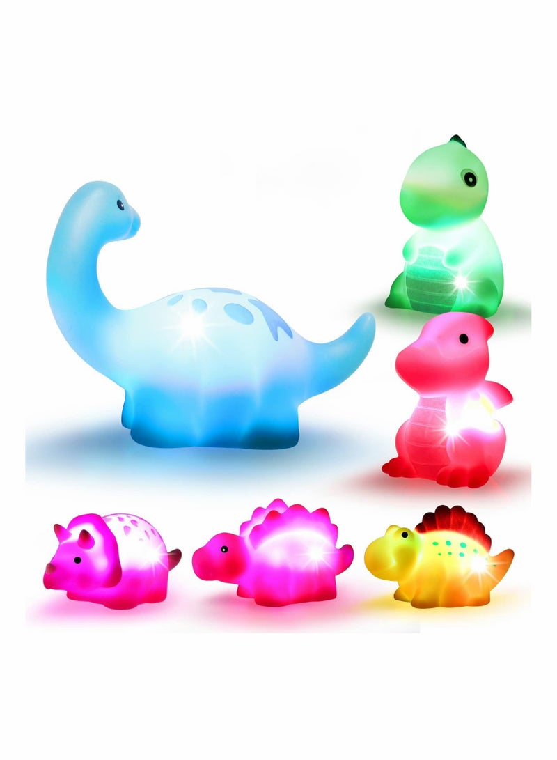 SYOSI Dinosaur Bath Toys Light-Up 6 Packs Floating Bath Toys Set for Baby Toddlers Kids in Birthday Shower Pool Bath Toys Boys Girls Children Preschool Bathtub Bathroom - Image 1