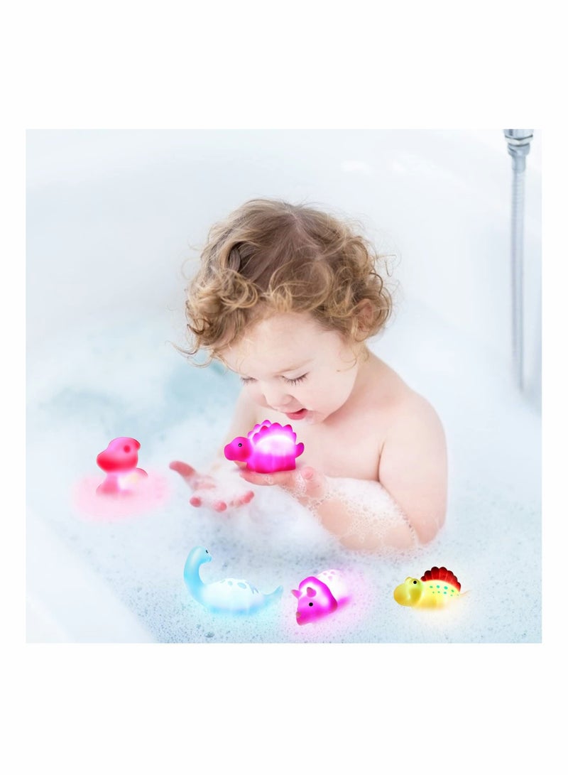 SYOSI Dinosaur Bath Toys Light-Up 6 Packs Floating Bath Toys Set for Baby Toddlers Kids in Birthday Shower Pool Bath Toys Boys Girls Children Preschool Bathtub Bathroom - Image 3