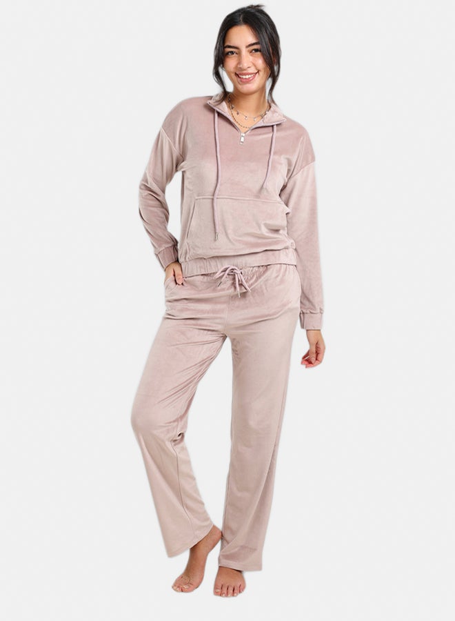 Carina Velvet High Neck Pyjama Set - Image 1