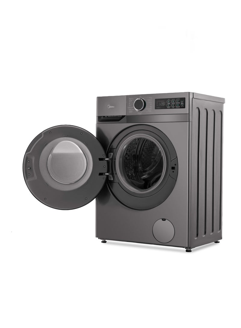 مديا Midea Washing Machine Front Load MF110W80B/TT, Inverter, Steam , slim design, Bigger drum 51 cm, Turbo wash, Power  mix, Health Guard, Drum clean, Add Garment, 8 KG, Titanium Grey 8 kg 6221284002052 Titanium Grey - Image 2