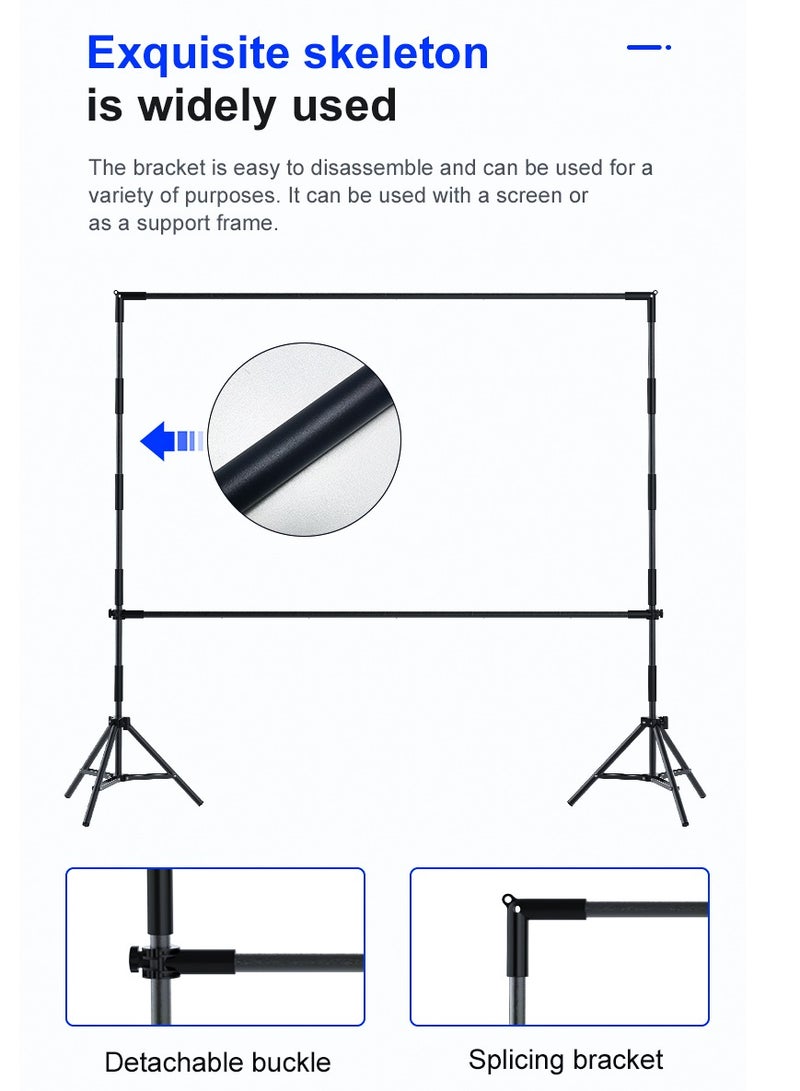 FlashHawk Projector Screen -120 inch 16:9 4K HD Portable Outdoor Indoor Projector Screen with Stand Rear Front Projection Screen Lightweight Movie Screen with Four-Legged Frame Carry Bag for Home Theater - Image 5