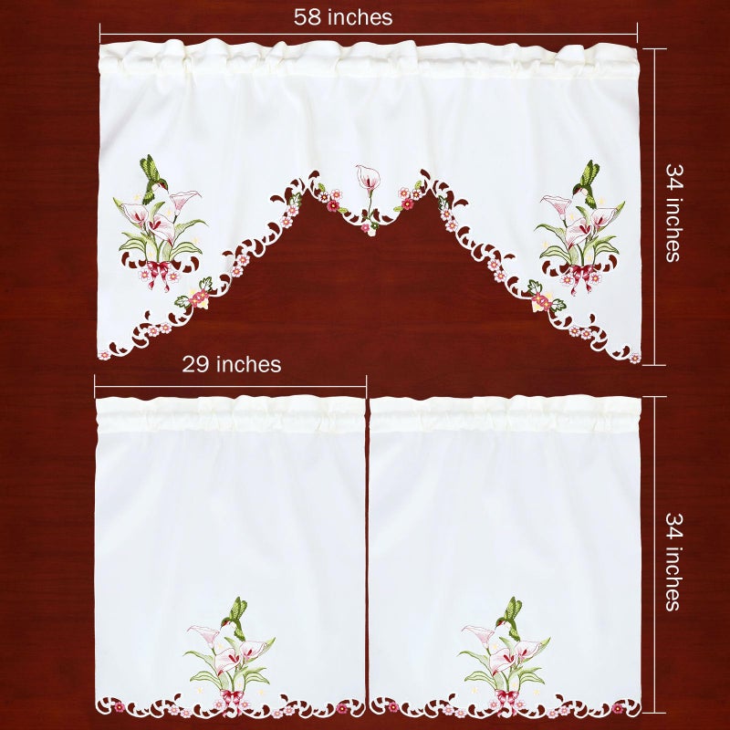 Simhomsen Embroidered Hummingbird Kitchen Window Curtain Swag and Tiers Set for Spring and Summer (Hummingbird) - Image 5