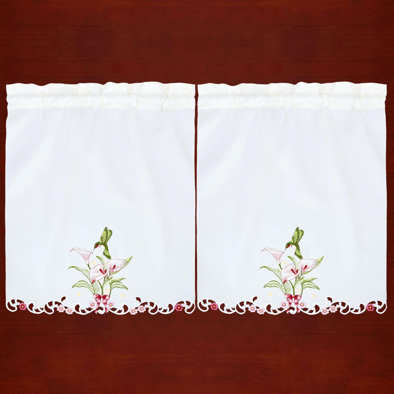 Simhomsen Embroidered Hummingbird Kitchen Window Curtain Swag and Tiers Set for Spring and Summer (Hummingbird) - Image 3
