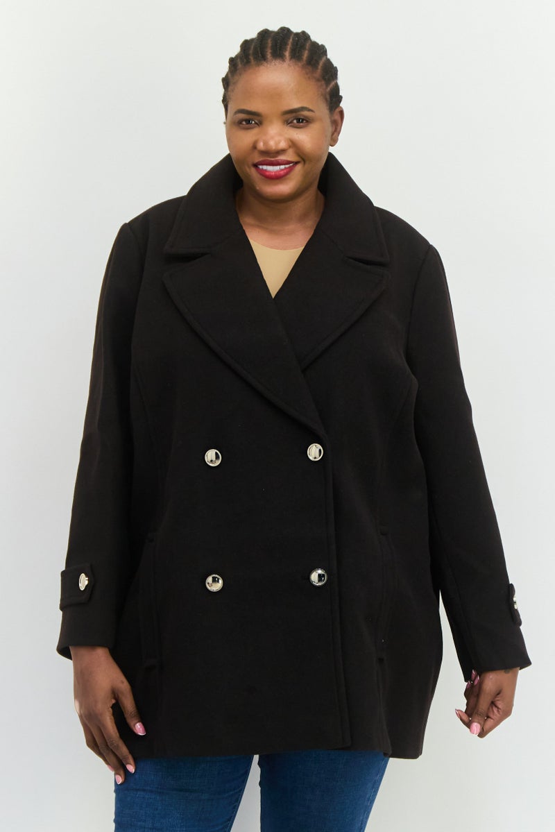 forever new Women Textured Trench Coat, Black - Image 1