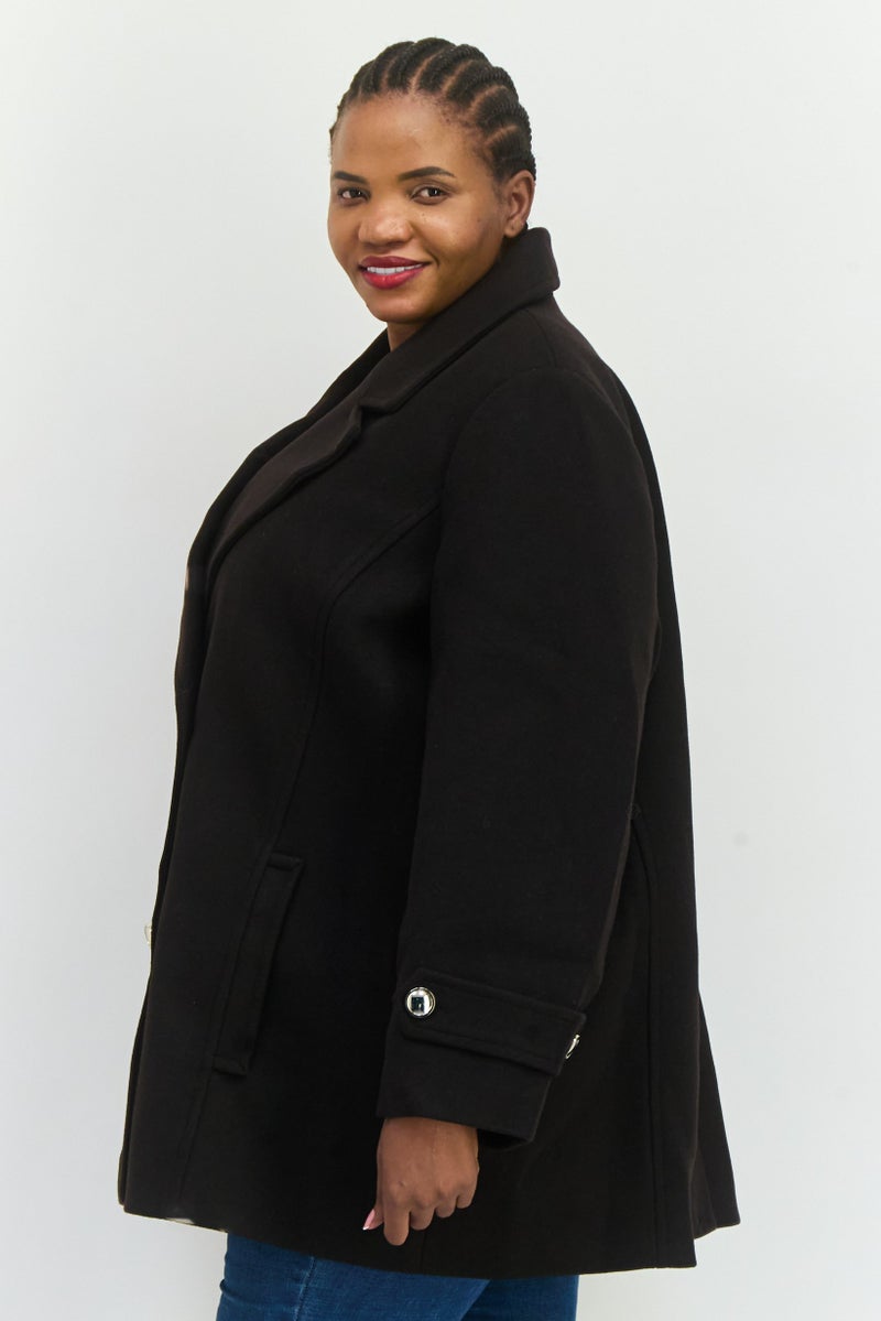 forever new Women Textured Trench Coat, Black - Image 4