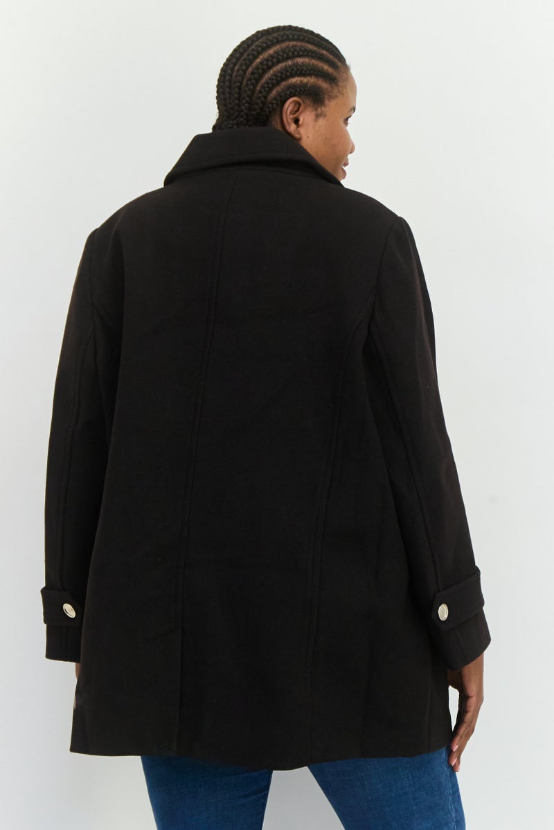 forever new Women Textured Trench Coat, Black - Image 2