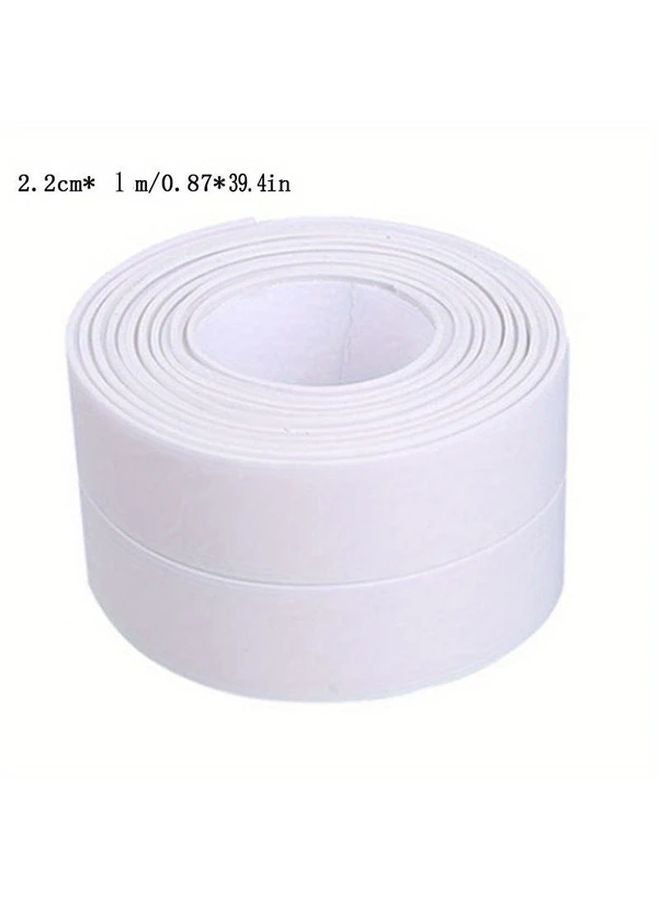 White Self Adhesive Waterproof PVC Tape 0 87 Inch X 39 37 Inch For Bathroom Sink Shower Bathtub Leakproof Seal - Image 1