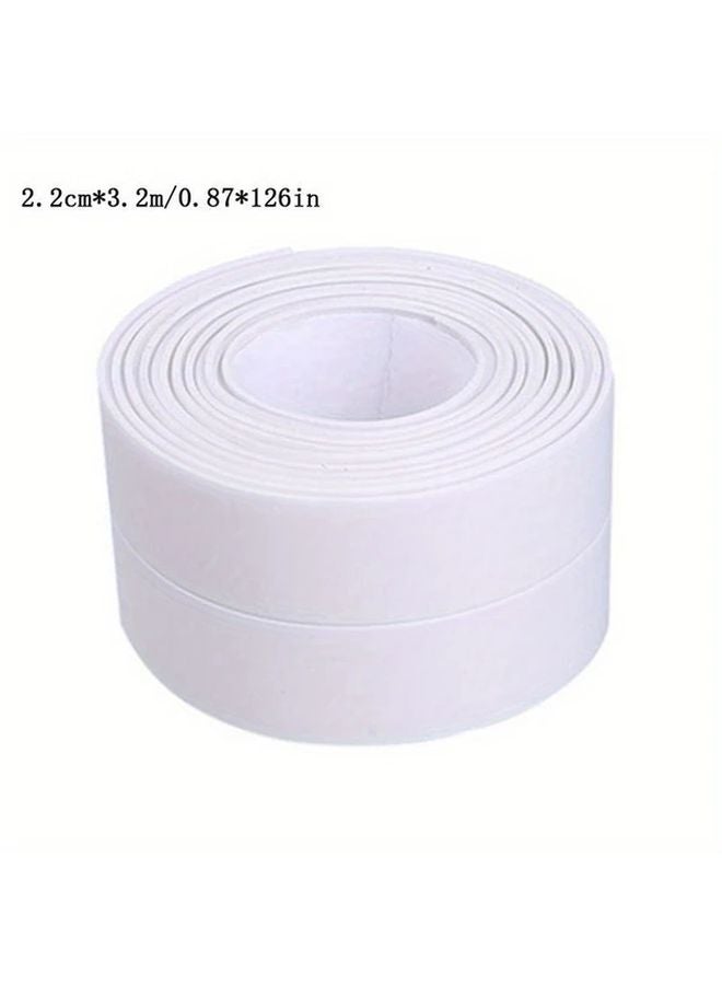 White Self Adhesive Waterproof PVC Tape 0 87 Inch X 39 37 Inch For Bathroom Sink Shower Bathtub Leakproof Seal - Image 4