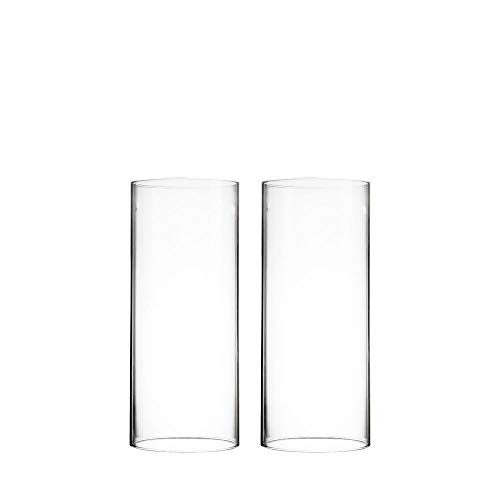CYS EXCEL 2 PCS (H:9.5" D:4") Open Ended Glass Hurricane Candleholder Tube Shade | Multiple Size Choices Open Flame Candle Chimney Tube Cover | Bottomless Cylinder - Image 1