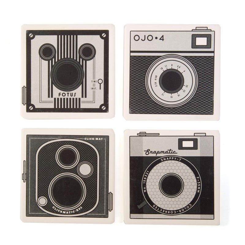 CoasterStone Absorbent Coasters Vintage Cameras Set of 4 414 Multicolor
