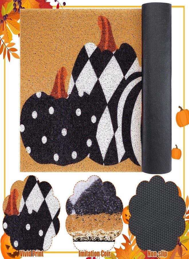 Drydiet Fall Door Mat Fall Imitation Coir Welcome Doormat Outdoor Mat Autumn Farmhouse Floor Mats Entrance Door Rugs for Front Porch Indoor Home Thanksgiving, 17.7 x 30 inches - Image 3