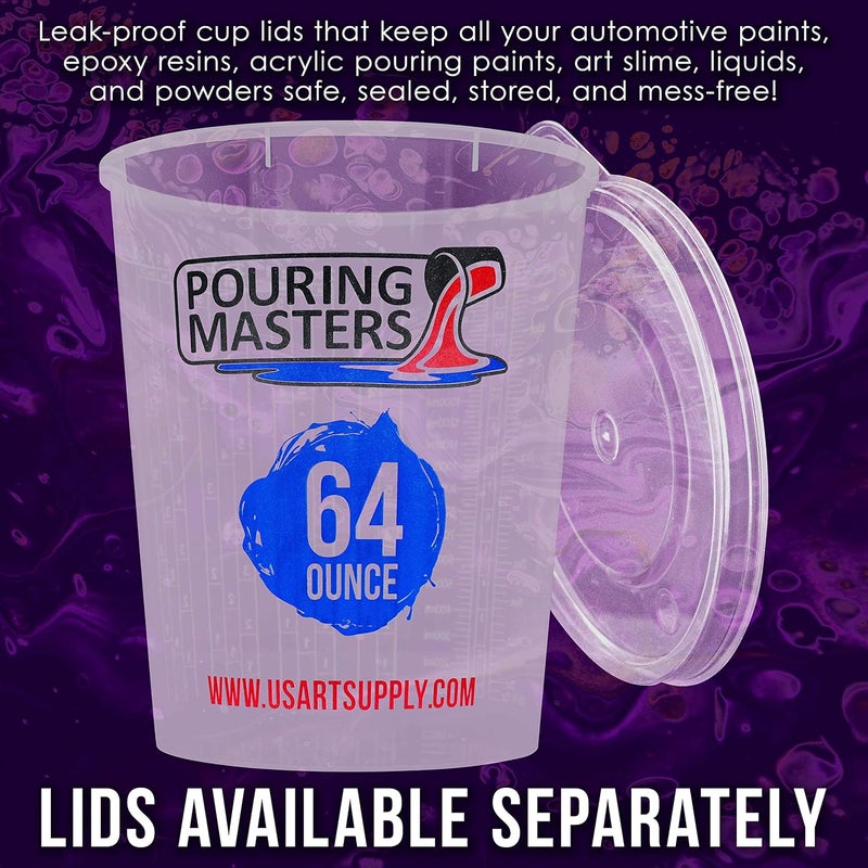 Pouring Masters أكواب الخلط البلاستيكية المتدرجة من بورش ماسترز سعة 64 أونصة (2000 مل) (علبة تحتوي على 12 كوبًا) - للاستخدام مع الطلاء، الراتنج، الإيبوكسي، الفن، المطبخ، الطهي، الخبز - القياسات بالأونصة والملليلتر، 4 نسب قياس مختلفة 1:1 - Image 5