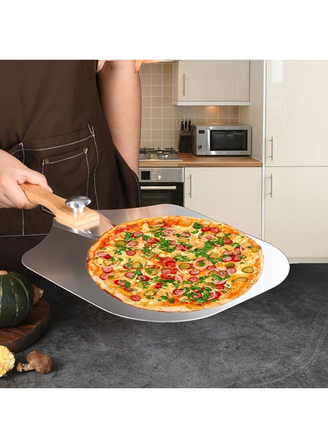 Rotatable Foldable Aluminum Pizza Peel Paddle Baking Food Transfer Spatula Detachable Cake Tray Kitchen Cooking Utensils-Specifications:Folding Pizza Shovel + One Black Glove (exquisite Box)  - Image 3
