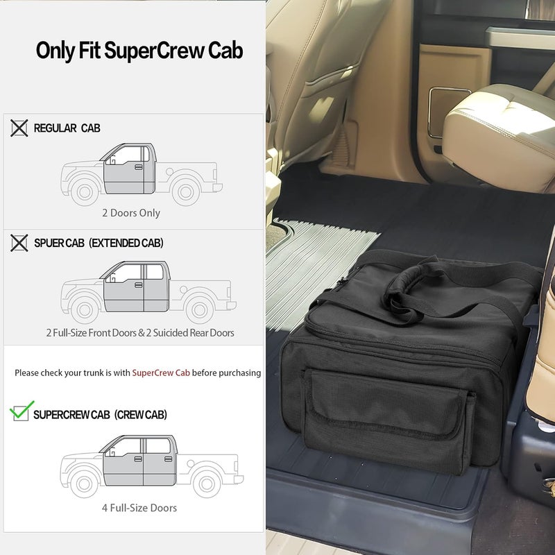 samdew Underseat Storage Bag Fit for SuperCrew Cab, Truck Under Seat Organizer with 1 Detachable Inner Divider & Anti-Slip Bottom for Full Size Trucks, Black - Image 2