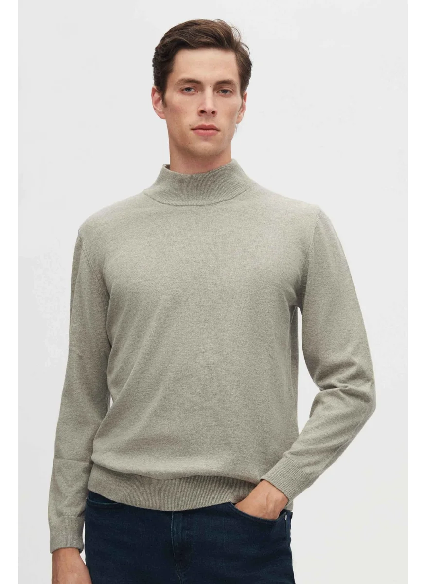 D'S DAMAT Ds Damat Regular Fit Gray Cotton Blend Half Turtleneck Knit Sweater 5HF06ORT16275