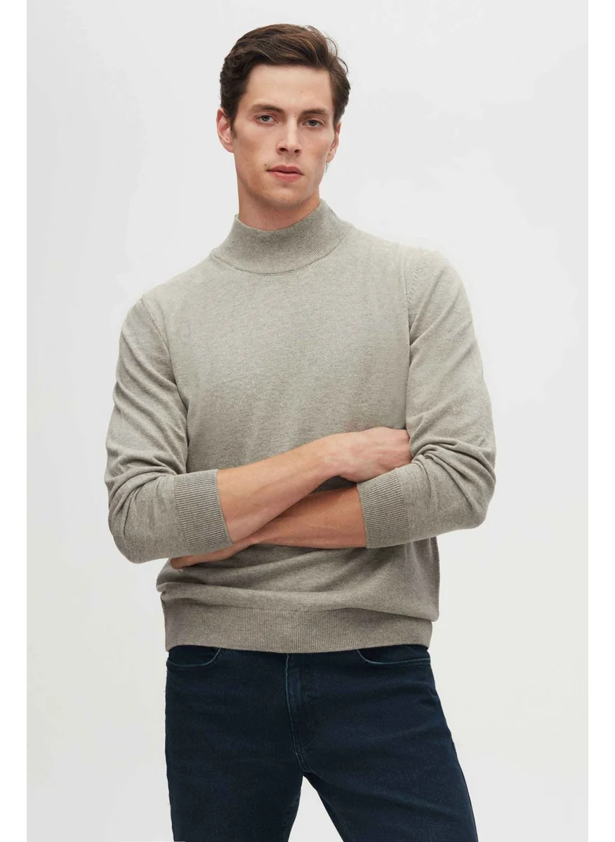 D'S DAMAT Ds Damat Regular Fit Gray Cotton Blend Half Turtleneck Knit Sweater 5HF06ORT16275