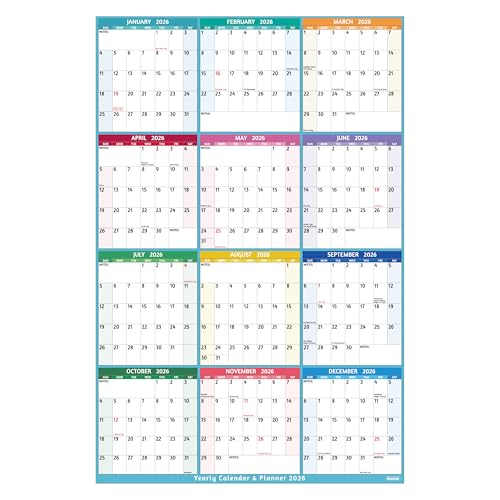 BowCuk 2026 Yearly Wall Calendar - Large Yearly Calendar 2026 Vetical, Jan 2026 - Dec 2026, 25.2" x 38.2" (Open), 2026 Calendar, Large Wall Calendar 2026, Full Year Paper with Notes, Thicker Paper - Image 1