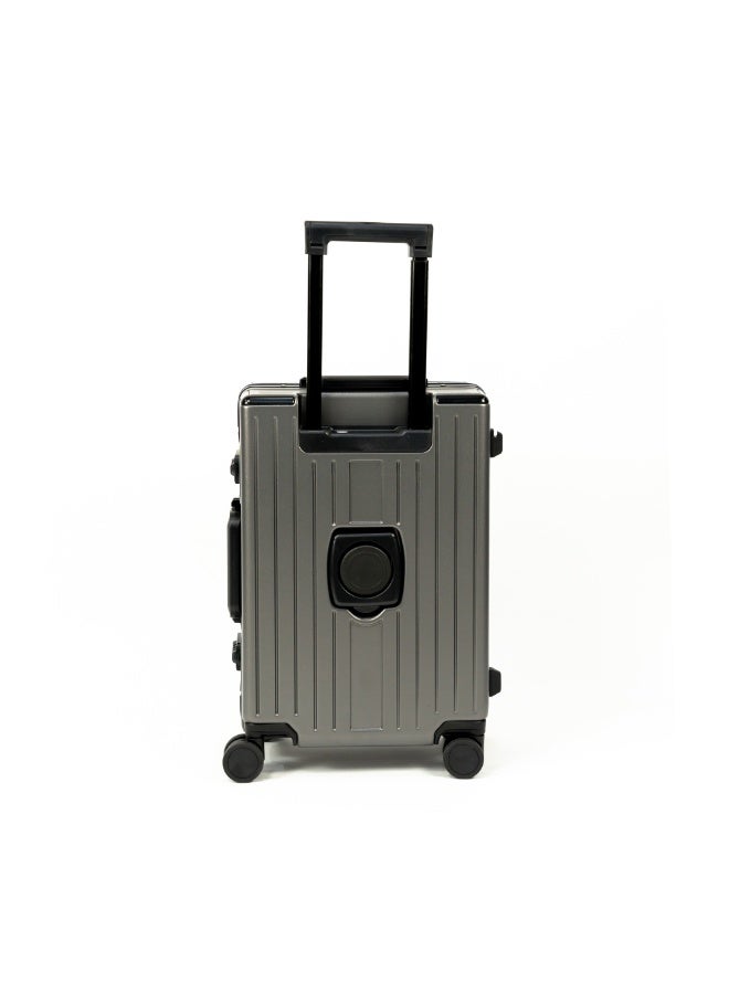 Versatile Aluminum Frame Carry-On Luggage with USB Charging Port, Front Compartment, TSA Lock, Airline Approved Carry On Hardside Suitcase with Spinner Wheels (Gray)  - Image 3