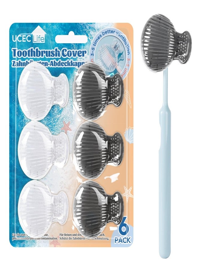 UCEC 6 Pack Travel Toothbrush Head Covers, Toothbrush Cover Cap Plastic Clip, Tooth Brush Cover for Travel, Camping, Bathroom, School, Business - Image 1
